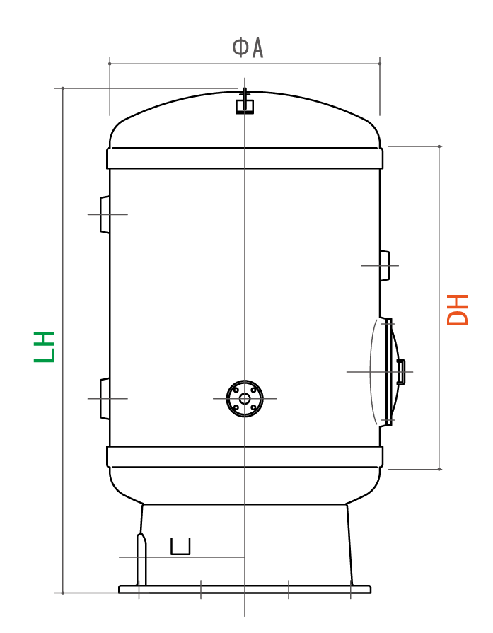 KT-HW100M カバー付FRP製貯湯タンク 貯湯缶太縦型カバー付保温材100mm:図