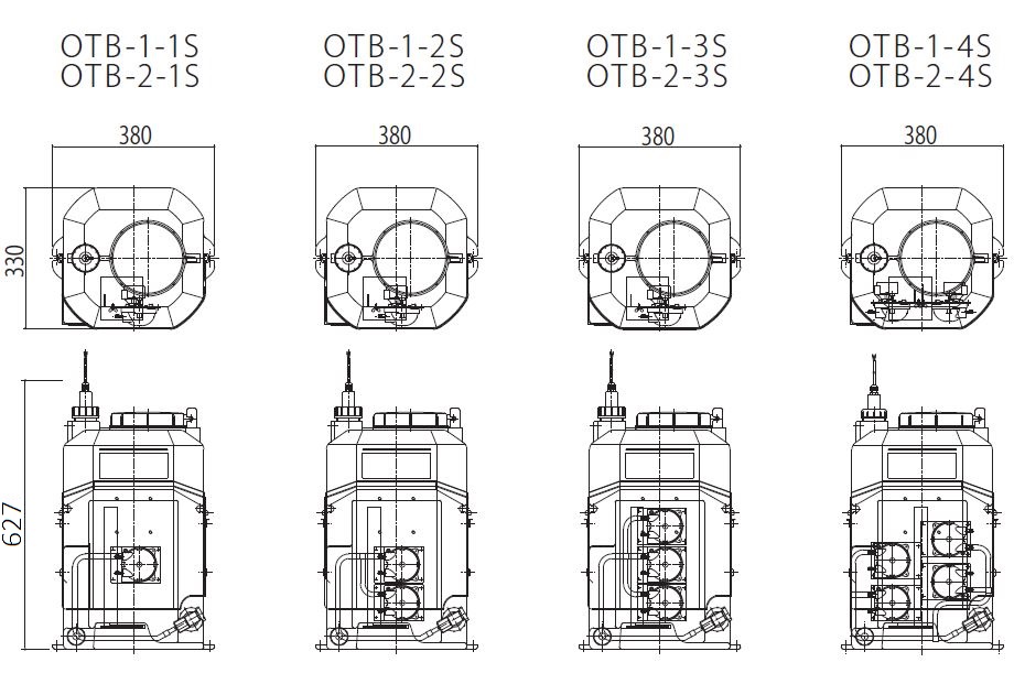 OTB　薬液タンク25L（複数系統注入対応タイプ）外形図