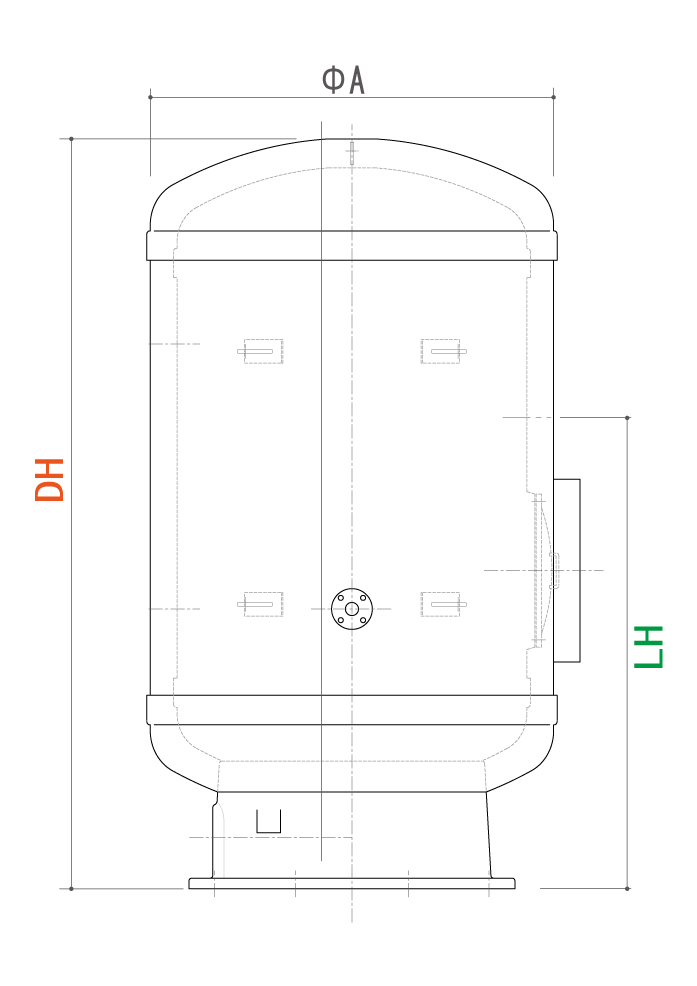 KT-HW　FRP製貯湯タンク　貯湯缶太縦型：図