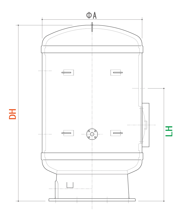 KT-HW50M カバー付FRP製貯湯タンク 貯湯缶太縦型カバー付保温材50mm:図