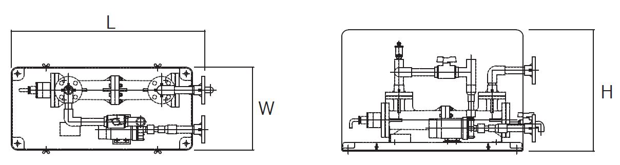 KOHC　子熱　昇温ユニット床置き型　電気ヒーター仕様　カバー付:仕様　寸法図